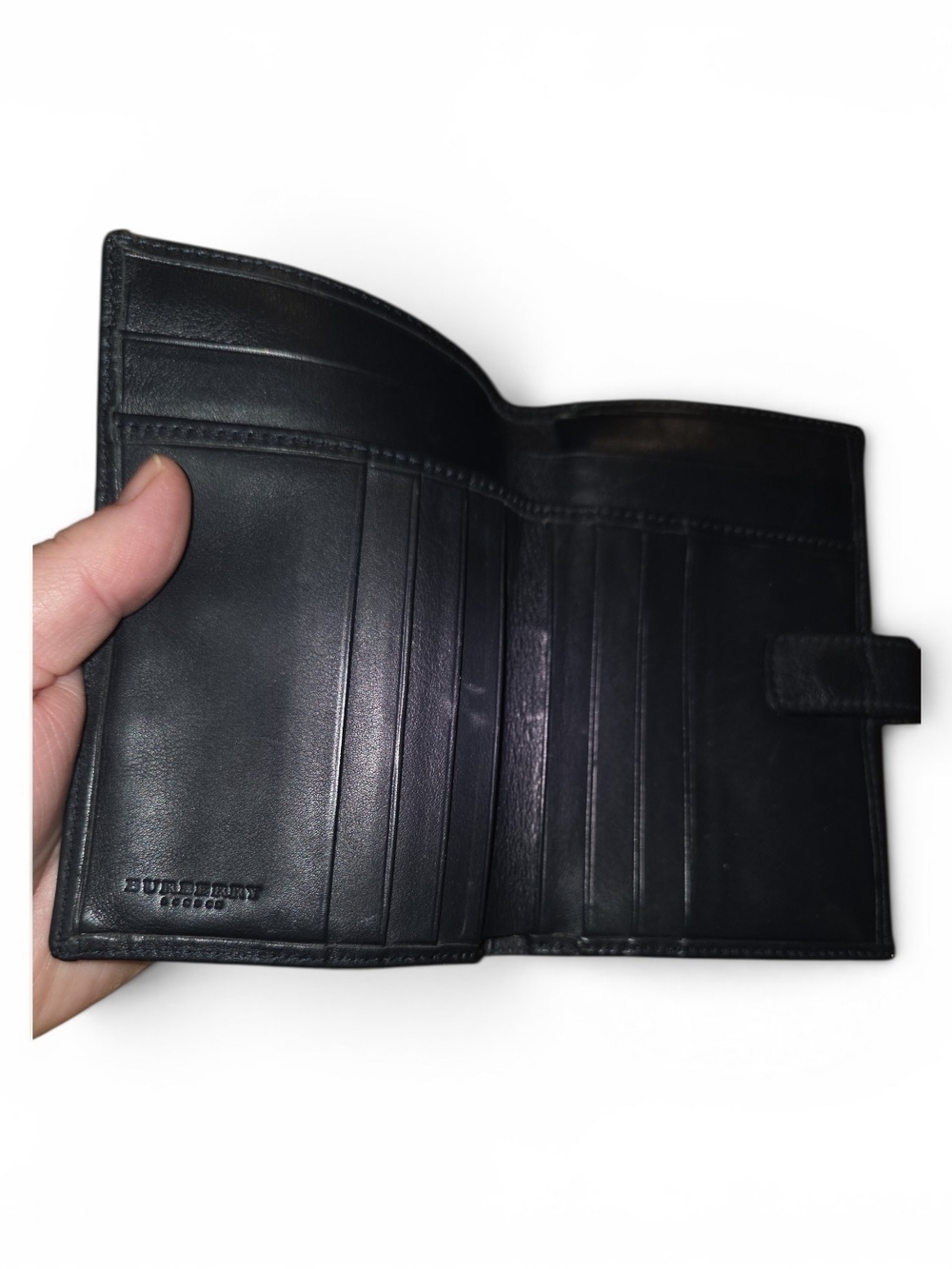 Burberry Black And Gray Plaid Foldover Wallet - Picture 7 of 9